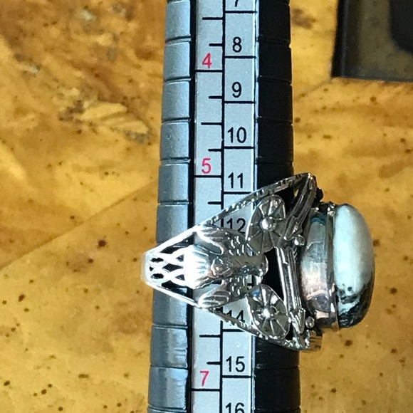 Genuine White Buffalo Turquoise Sterling Silver Ring - Picture 7 of 8
